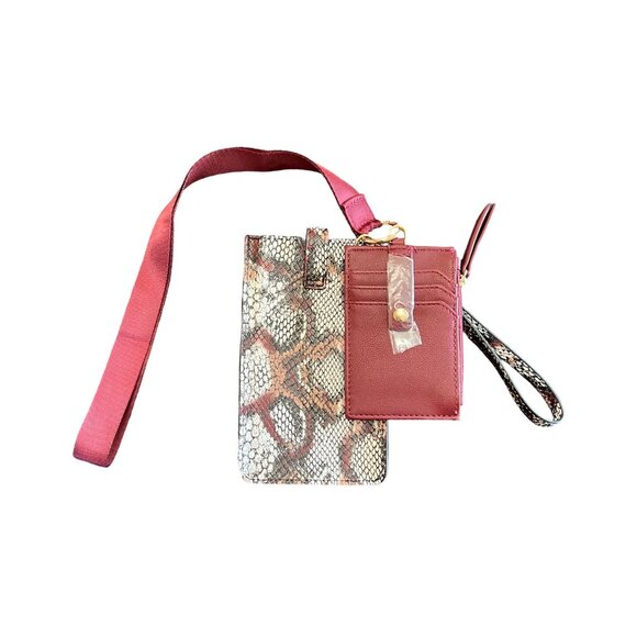 INC International Concepts Burgundy Snakeskin Print Passport Holder Set - Picture 3 of 8